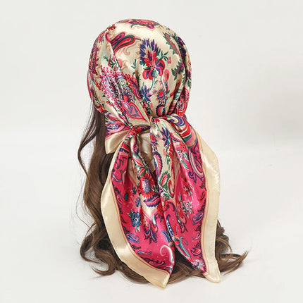 Hijab Satin Carré Femme Musulmane – Élégant Imprimé - BONSOOQ