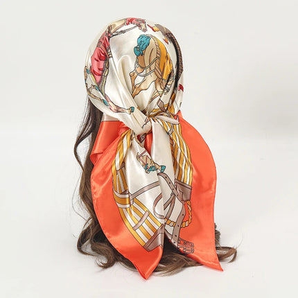 Hijab Satin Carré Femme Musulmane – Élégant Imprimé - BONSOOQ