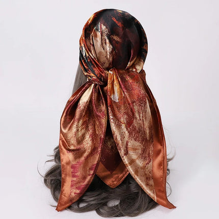 Hijab Satin Carré Femme Musulmane – Élégant Imprimé - BONSOOQ