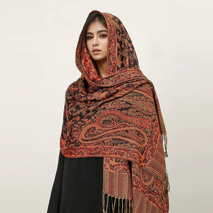 Hijab Pashmina Long Femme Musulmane – Cachemire Bohème Élégant - BONSOOQ