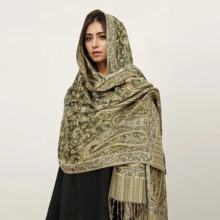 Hijab Pashmina Long Femme Musulmane – Cachemire Bohème Élégant - BONSOOQ