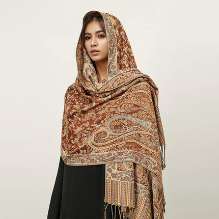 Hijab Pashmina Long Femme Musulmane – Cachemire Bohème Élégant - BONSOOQ