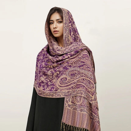 Hijab Pashmina Long Femme Musulmane – Cachemire Bohème Élégant - BONSOOQ