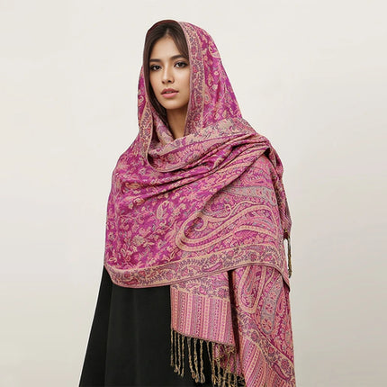 Hijab Pashmina Long Femme Musulmane – Cachemire Bohème Élégant - BONSOOQ