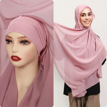 Hijab Instantané Aimanté en Chiffon Femme Musulmane – Élégant Uni - BONSOOQ
