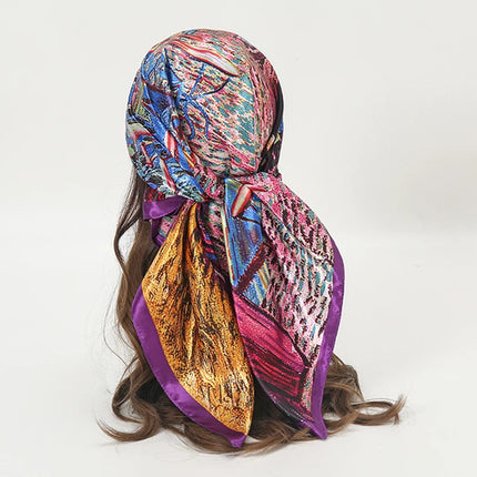 Hijab Satin Carré Femme Musulmane – Élégant Imprimé - BONSOOQ
