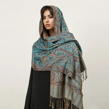 Hijab Pashmina Long Femme Musulmane – Cachemire Bohème Élégant - BONSOOQ