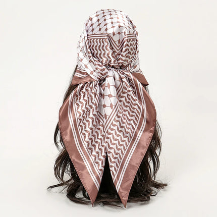 Hijab Satin Carré Femme Musulmane – Élégant Imprimé - BONSOOQ