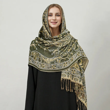 Hijab Pashmina Long Femme Musulmane – Cachemire Bohème Élégant - BONSOOQ