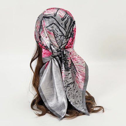 Hijab Satin Carré Femme Musulmane – Élégant Imprimé - BONSOOQ