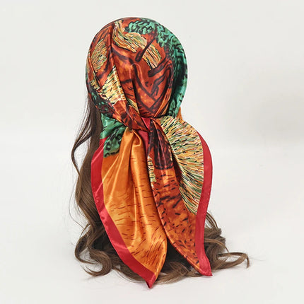 Hijab Satin Carré Femme Musulmane – Élégant Imprimé - BONSOOQ