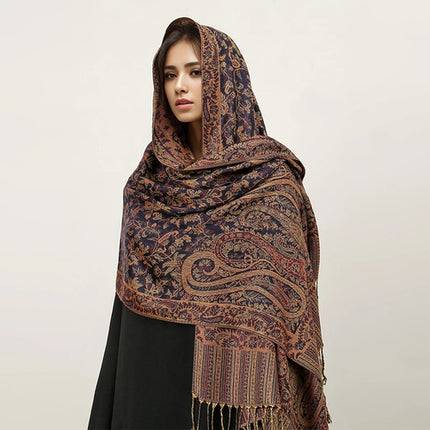 Hijab Pashmina Long Femme Musulmane – Cachemire Bohème Élégant - BONSOOQ