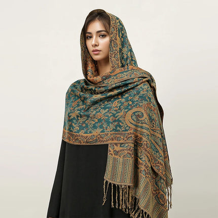 Hijab Pashmina Long Femme Musulmane – Cachemire Bohème Élégant - BONSOOQ