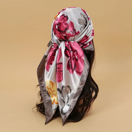 Hijab Satin Carré Femme Musulmane – Élégant Imprimé - BONSOOQ