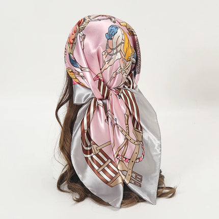Hijab Satin Carré Femme Musulmane – Élégant Imprimé - BONSOOQ