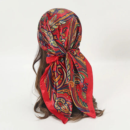 Hijab Satin Carré Femme Musulmane – Élégant Imprimé - BONSOOQ