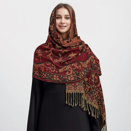 Hijab Pashmina Long Femme Musulmane – Cachemire Bohème Élégant - BONSOOQ