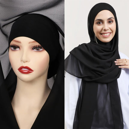 Hijab Instantané Aimanté en Chiffon Femme Musulmane – Élégant Uni - BONSOOQ