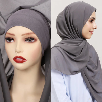 Hijab Instantané Aimanté en Chiffon Femme Musulmane – Élégant Uni - BONSOOQ