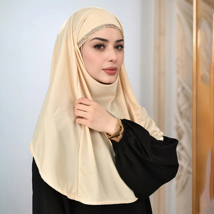 Hijab Instantané à Sangles Femme Musulmane – Jersey Modal Élégant Uni - BONSOOQ