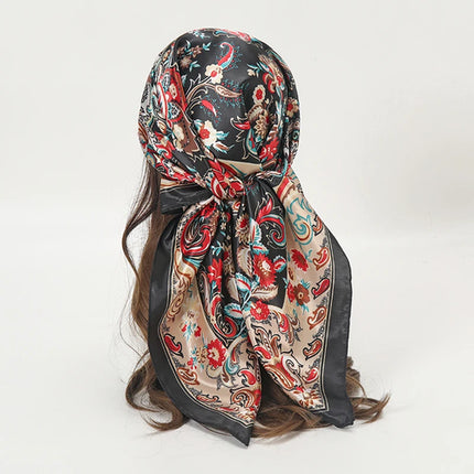 Hijab Satin Carré Femme Musulmane – Élégant Imprimé - BONSOOQ