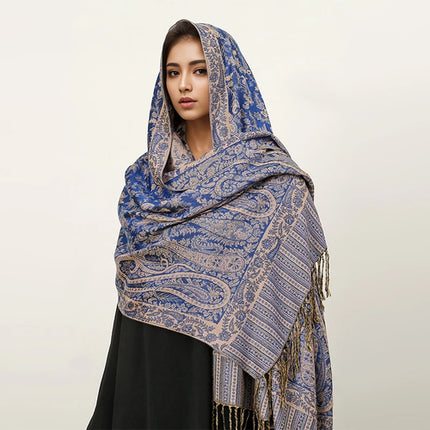 Hijab Pashmina Long Femme Musulmane – Cachemire Bohème Élégant - BONSOOQ