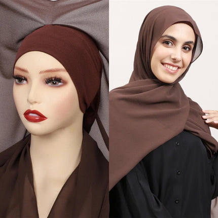 Hijab Instantané Aimanté en Chiffon Femme Musulmane – Élégant Uni - BONSOOQ