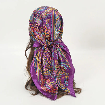 Hijab Satin Carré Femme Musulmane – Élégant Imprimé - BONSOOQ