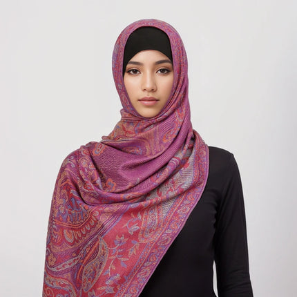 Hijab Pashmina Long Femme Musulmane – Cachemire Bohème Élégant - BONSOOQ