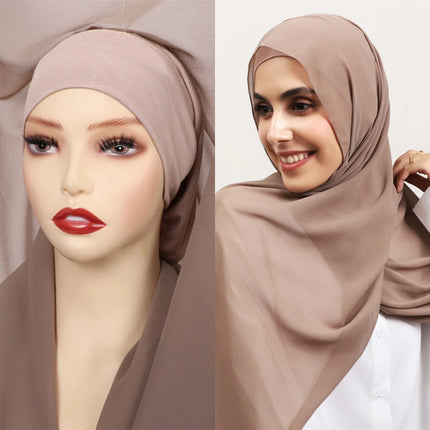 Hijab Instantané Aimanté en Chiffon Femme Musulmane – Élégant Uni - BONSOOQ