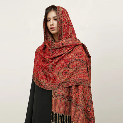 Hijab Pashmina Long Femme Musulmane – Cachemire Bohème Élégant - BONSOOQ