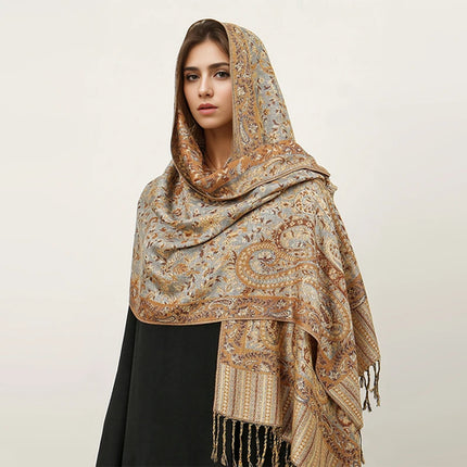 Hijab Pashmina Long Femme Musulmane – Cachemire Bohème Élégant - BONSOOQ
