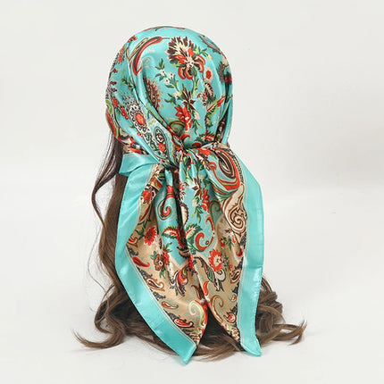 Hijab Satin Carré Femme Musulmane – Élégant Imprimé - BONSOOQ