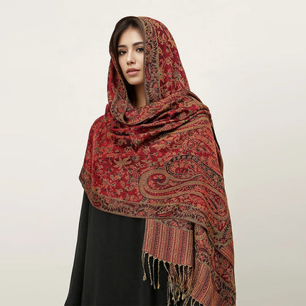 Hijab Pashmina Long Femme Musulmane – Cachemire Bohème Élégant - BONSOOQ
