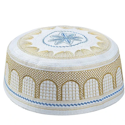 Bonnet de prière Homme Musulman - Kufi Coton Brodé Style Saoudien - BONSOOQ