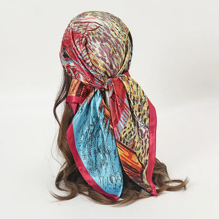 Hijab Satin Carré Femme Musulmane – Élégant Imprimé - BONSOOQ