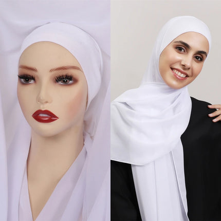 Hijab Instantané Aimanté en Chiffon Femme Musulmane – Élégant Uni - BONSOOQ