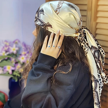 Hijab Satin Carré Femme Musulmane – Élégant Imprimé - BONSOOQ
