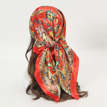 Hijab Satin Carré Femme Musulmane – Élégant Imprimé - BONSOOQ