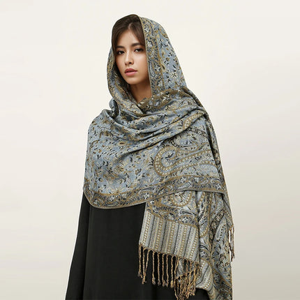 Hijab Pashmina Long Femme Musulmane – Cachemire Bohème Élégant - BONSOOQ