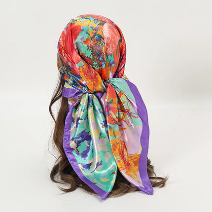 Hijab Satin Carré Femme Musulmane – Élégant Imprimé - BONSOOQ