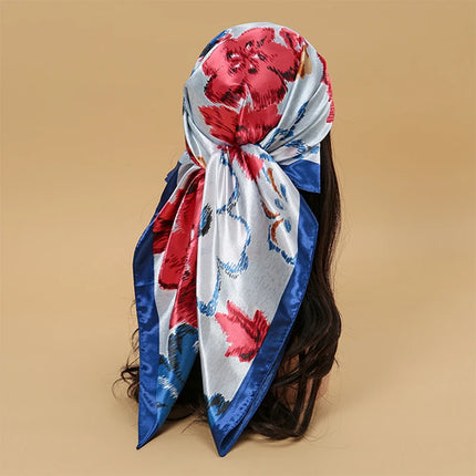 Hijab Satin Carré Femme Musulmane – Élégant Imprimé - BONSOOQ