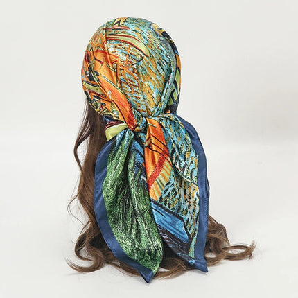 Hijab Satin Carré Femme Musulmane – Élégant Imprimé - BONSOOQ