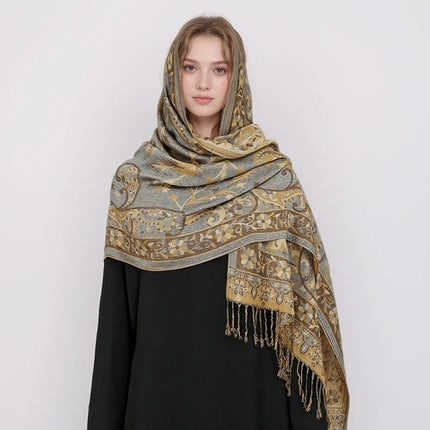 Hijab Pashmina Long Femme Musulmane – Cachemire Bohème Élégant - BONSOOQ