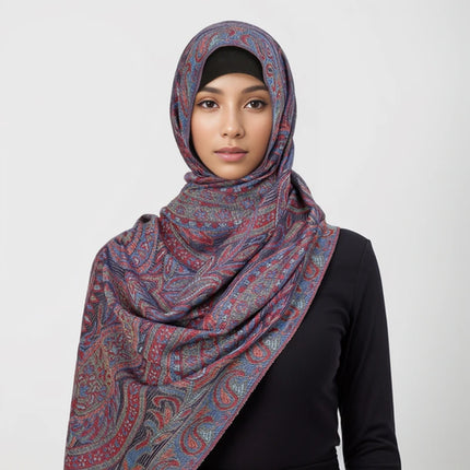 Hijab Pashmina Long Femme Musulmane – Cachemire Bohème Élégant - BONSOOQ