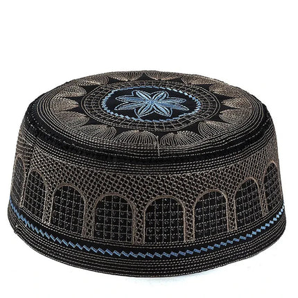 Bonnet de prière Homme Musulman - Kufi Coton Brodé Style Saoudien - BONSOOQ