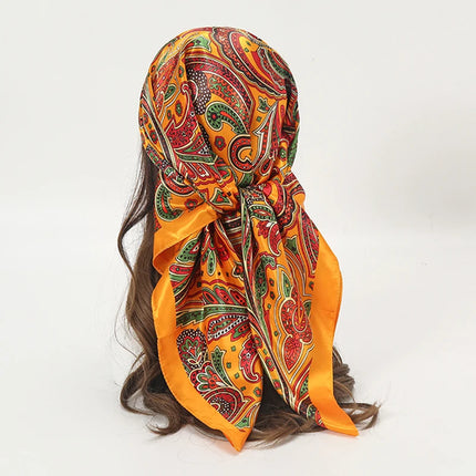Hijab Satin Carré Femme Musulmane – Élégant Imprimé - BONSOOQ