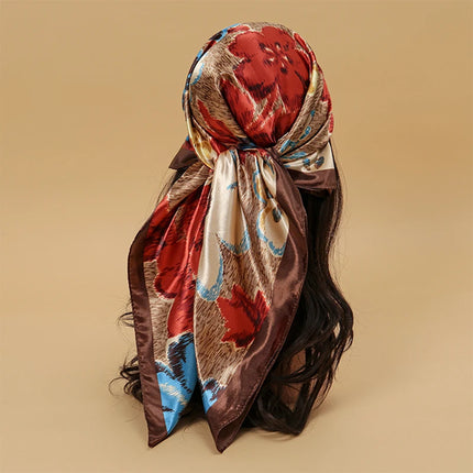 Hijab Satin Carré Femme Musulmane – Élégant Imprimé - BONSOOQ