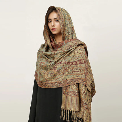 Hijab Pashmina Long Femme Musulmane – Cachemire Bohème Élégant - BONSOOQ