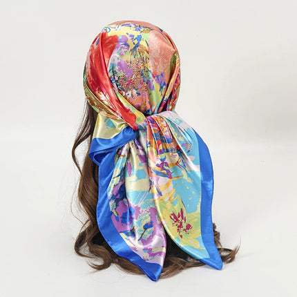 Hijab Satin Carré Femme Musulmane – Élégant Imprimé - BONSOOQ